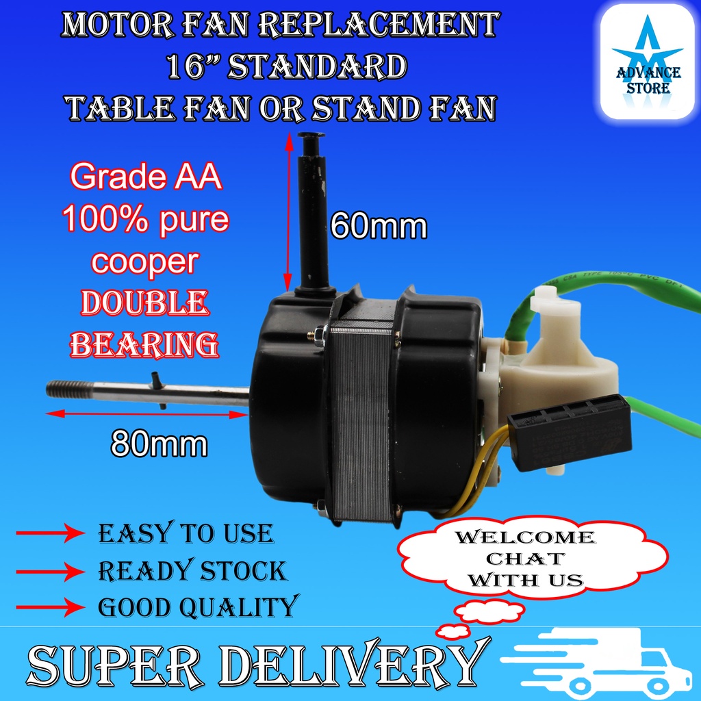 Motor Fan 12 / 14 / 16 Inch For Stand Fan / Table Fan Motor Replacement = Motor Kipas Motor Alat Ganti 12" 14" 16"