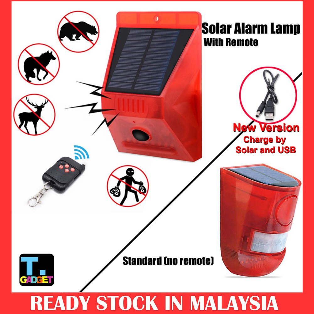 Solar Warning Light Waterproof Sound Light Alertor Security Alarm Lamp ...