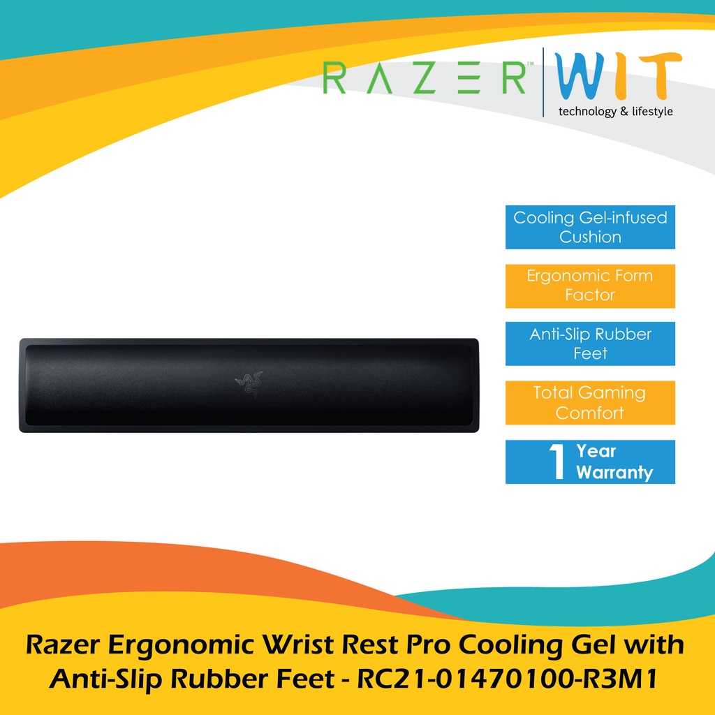 RAZER Ergonomic Wrist Rest Pro - Cooling Gel,Anti-Slip Rubber Feet - RC21-01470100-R3M1