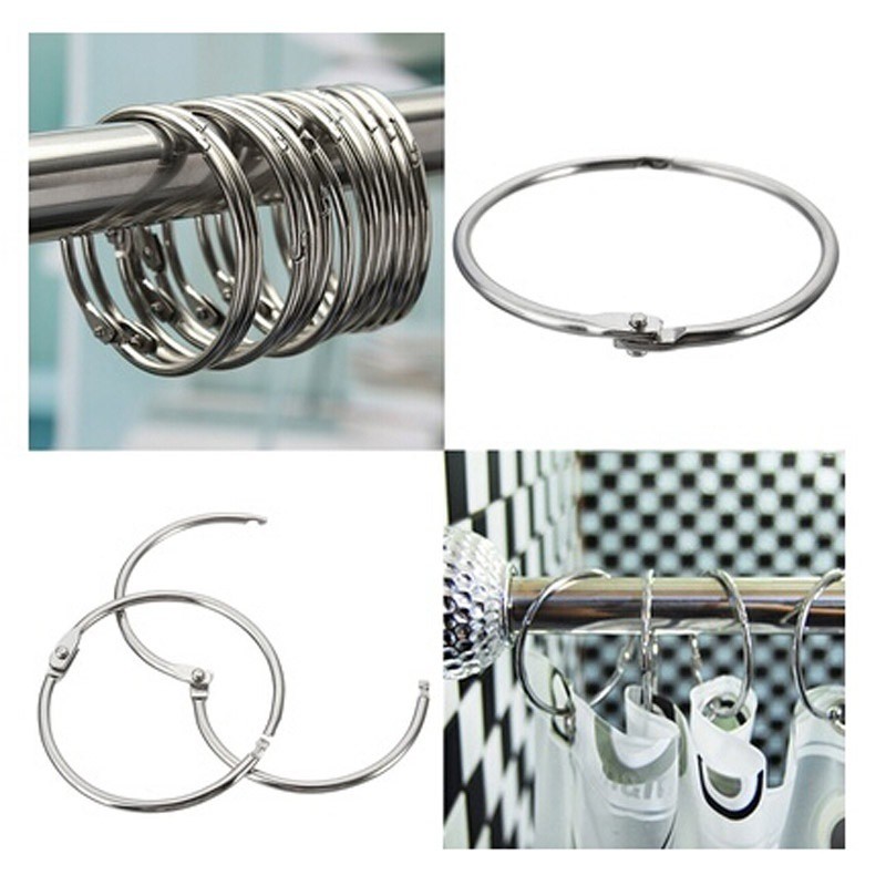 12pcs Pack Large Stainless Steel Round Shower Curtain Hooks