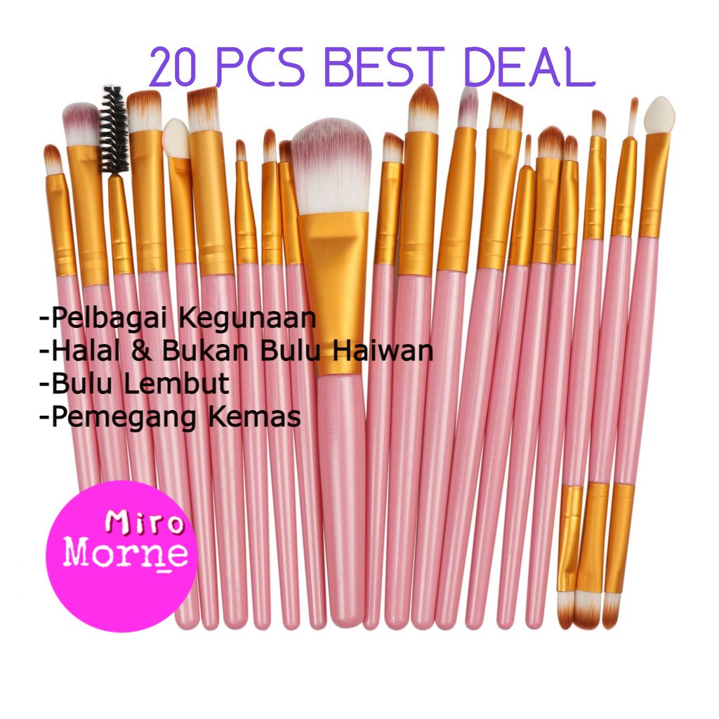 Promosi 20pcs Halal Soft Set Face Brushes Brush Kabuki Makeup Set Berus Muka Mekap Lembut 3425