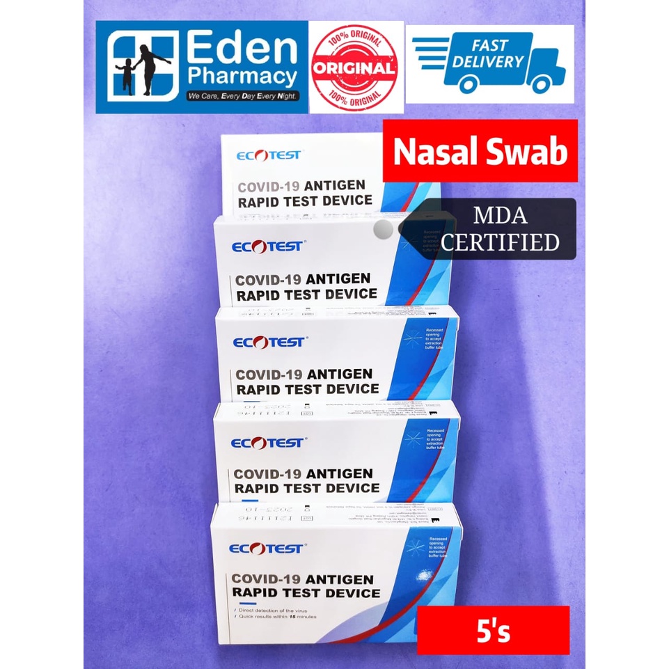 Ecotest covid-19 ( NASAL SWAB ) / ( SALIVA ) RTK covid test kit ( 5 ...