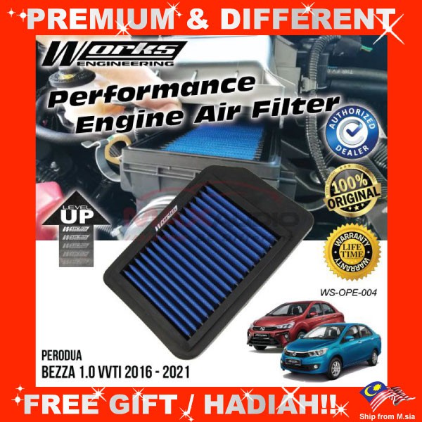 Car Air Filter PERODUA BEZZA WORKS ENGINEERING Performance Engine Fuel