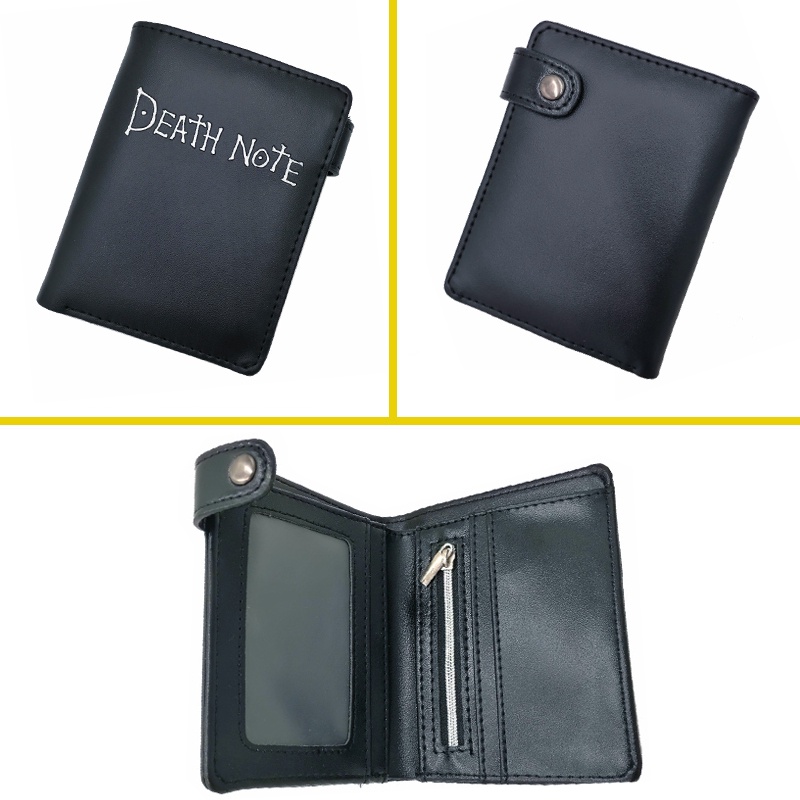 Death Note Anime Short Bifold Wallet Black Digital Printing Button Purse Girls Boys Wallet