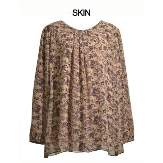 Plus Size Printed Chiffon Blouse  Baju  Saiz  Besar  5XL 