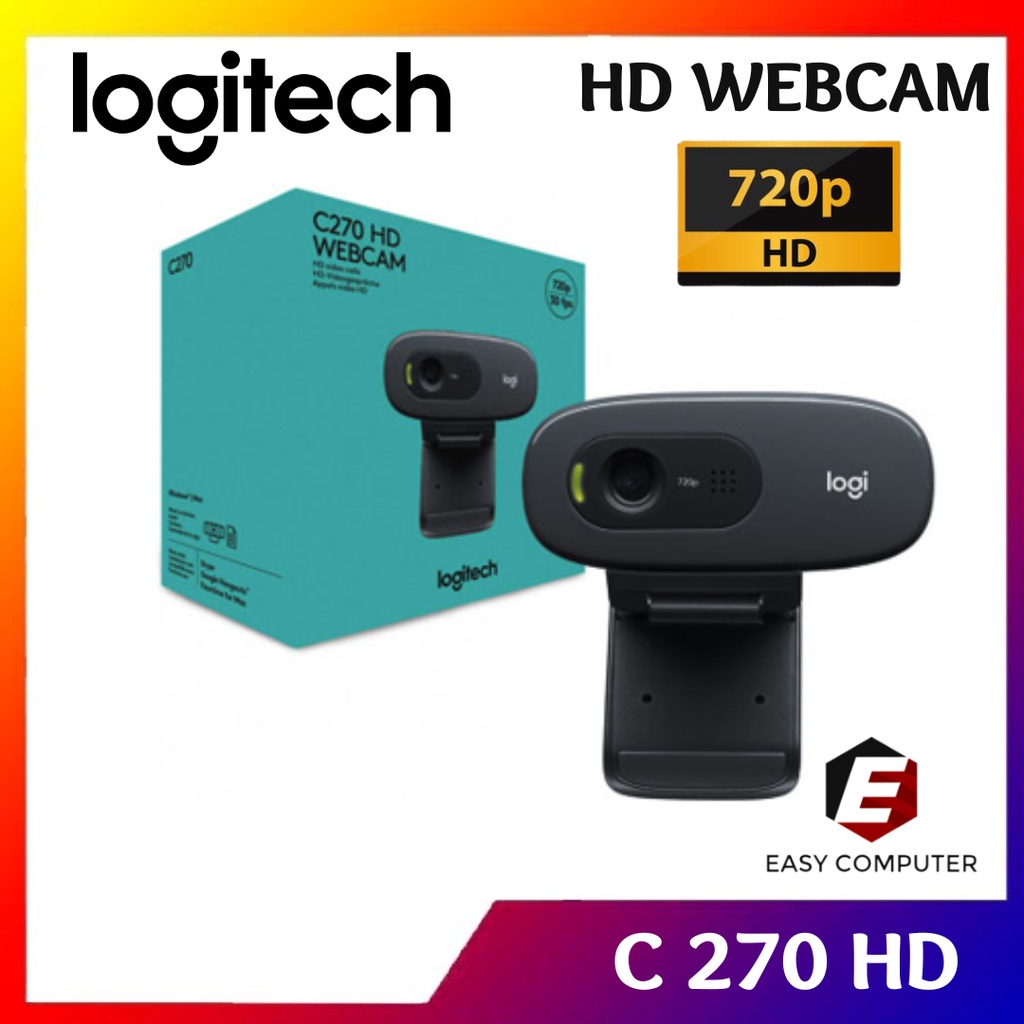 Logitech C270 Webcam HD 720P 30FPS USB Video Conferencing Google Meet Zoom Skype Online Class PC Laptop