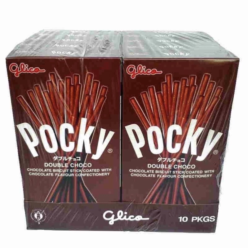 Glico Pocky Double Chocolate Flavour Biscuit Sticks 40g X 10packs