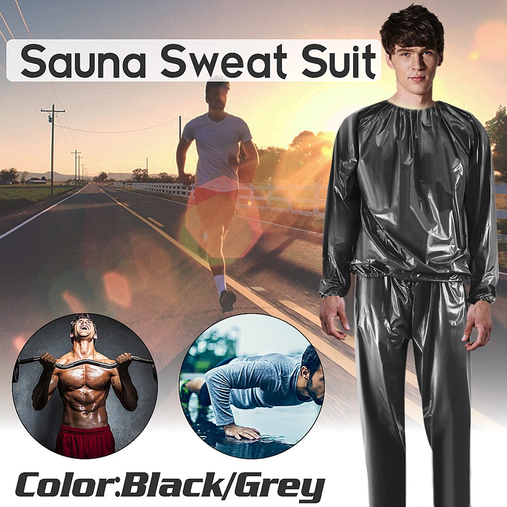 Fitness Sweat Sauna Suit Weight Loss Full Body Sweat Sauna Suit Exercise  Gym PVC for Men Women, Black XL