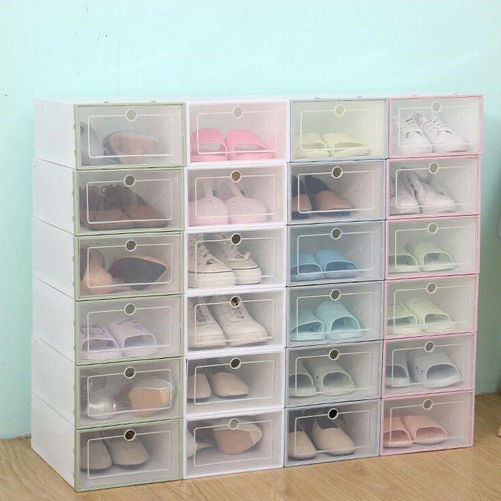 Unisex Stackable Storage Shoes Shoe Box Pp Plastic Box Penyimpan Kotak ...