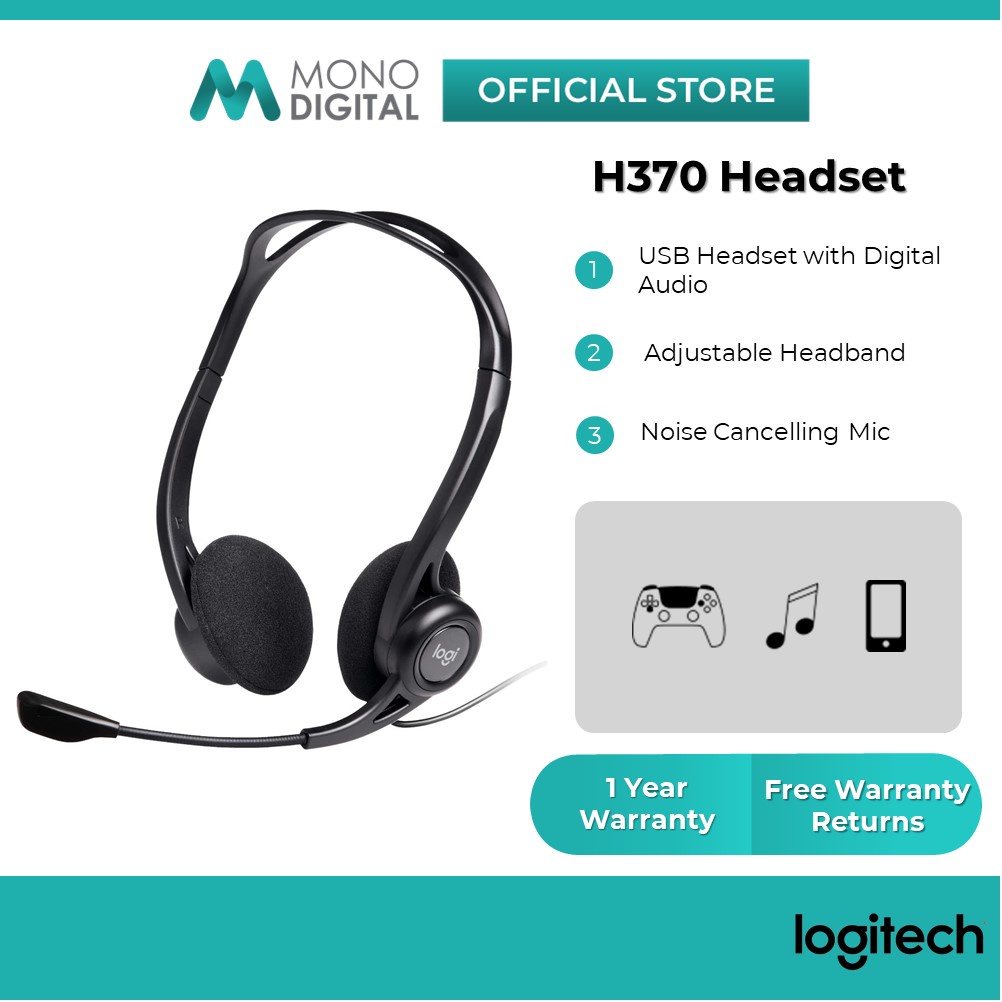 Logitech H370 USB Computer Headphones with Digital Sound and Noise