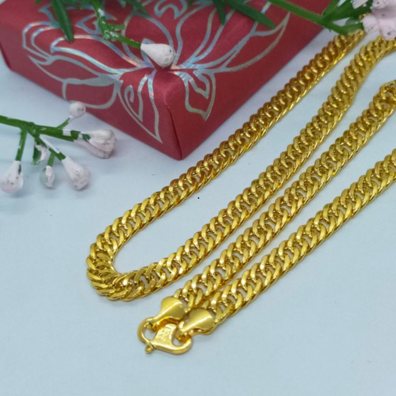 RANTAI LEHER LIPAN LICIN LEBAR 0.4CM EMAS 916 TULEN