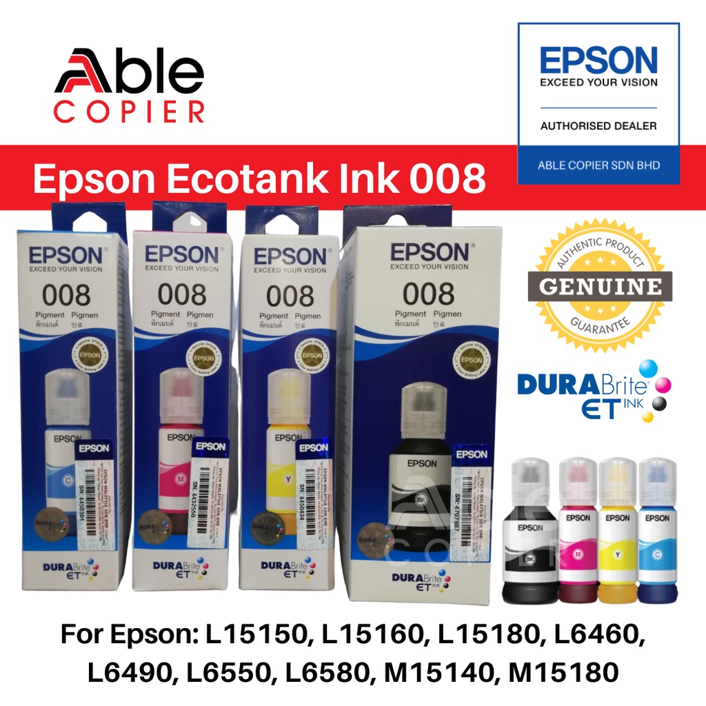 [ready Stock] Original Epson 008 Ink T06g100, G200, G300, G400 For 