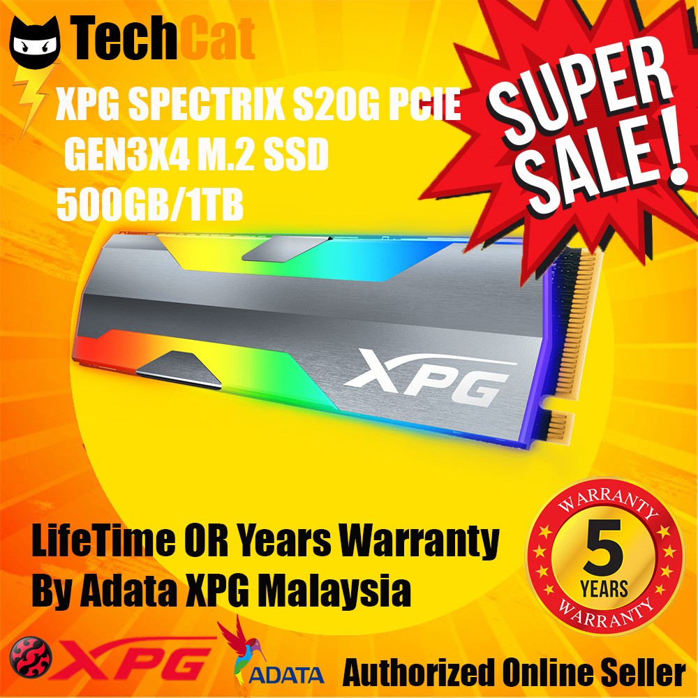 Adata Xpg Spectrix Sg Pcie Gen3x4 M 2 2280 Ssd 500gb 1tb Shopee Malaysia