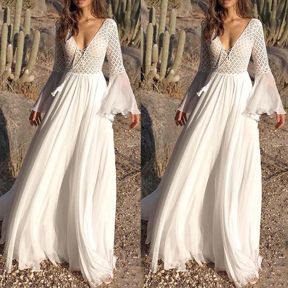 white bohemian dress