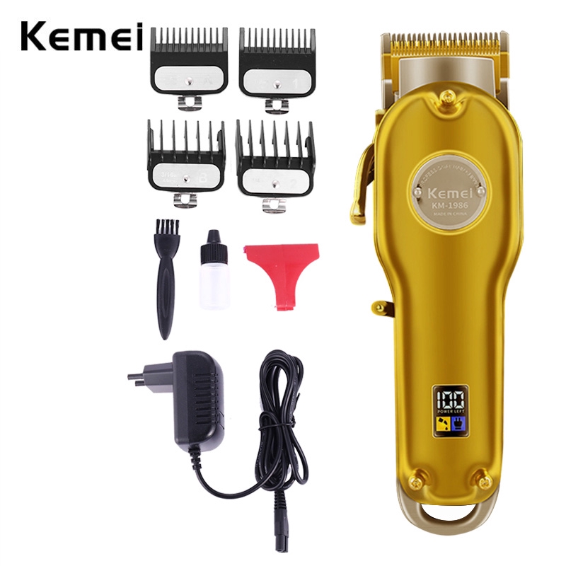 Kemei 1986 Barber Hair Clipper Electric Cordless LCD Hair Trimmer -  Gold/Silver | Shopee Malaysia