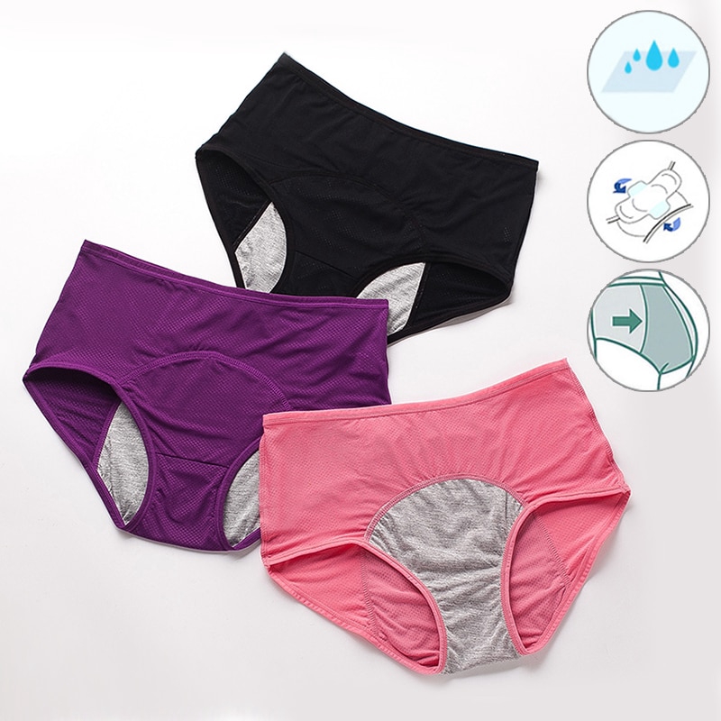 Women Menstrual Panties Enlarge Crotch Cloth Leak Proof Briefs Physiological Period Underpants 