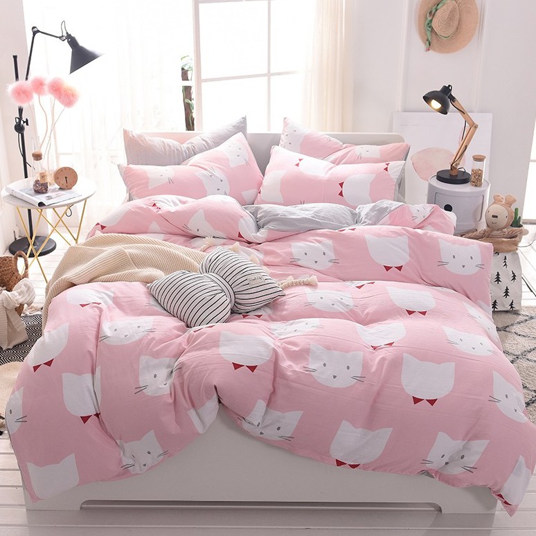 Moojiin Kitty Zip Open Quilt Duvet Cover 2 Pillow Covers 3 4