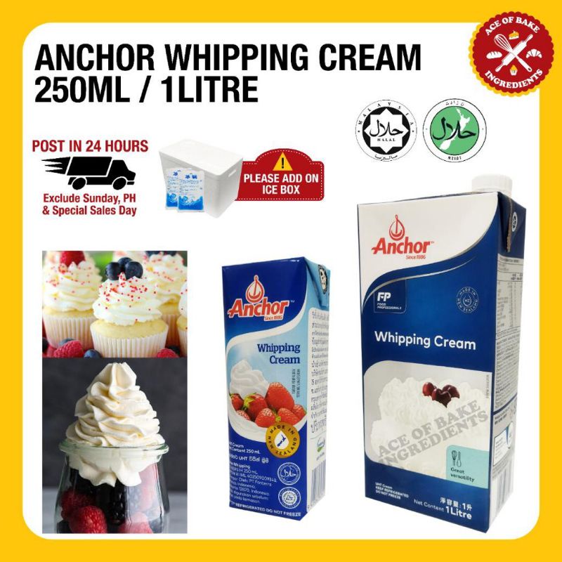Anchor UHT Dairy Whipping Cream 250ml / 1L Shopee Malaysia