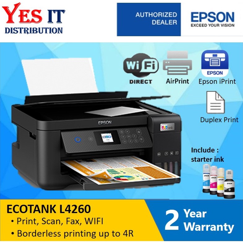 Epson Ecotank L4260 A4 Wi Fi Duplex All In One Ink Tank Printer Replacement L4160 Shopee 7368