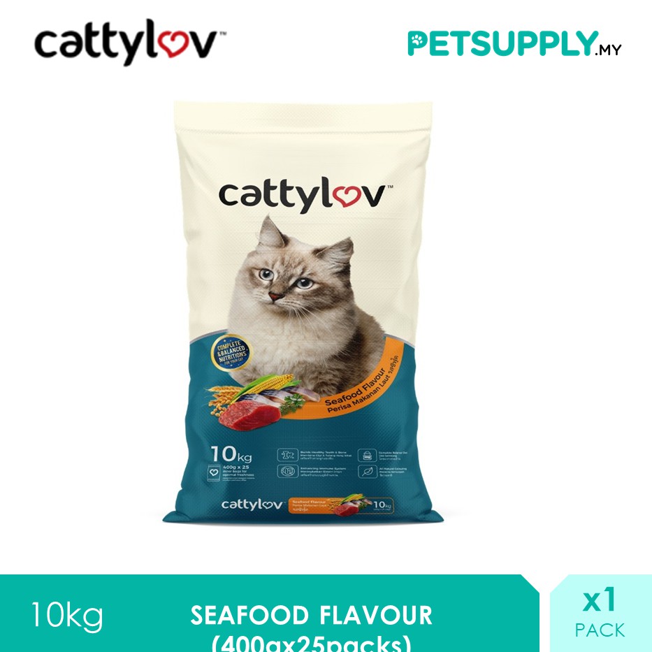 CattyLuv Seafood Flavour Dry Cat Food 10KG [borong makanan kucing 