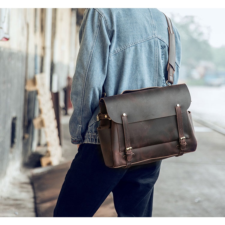 Full Leather Top Grain Oxford Messenger Bag Shopee Malaysia