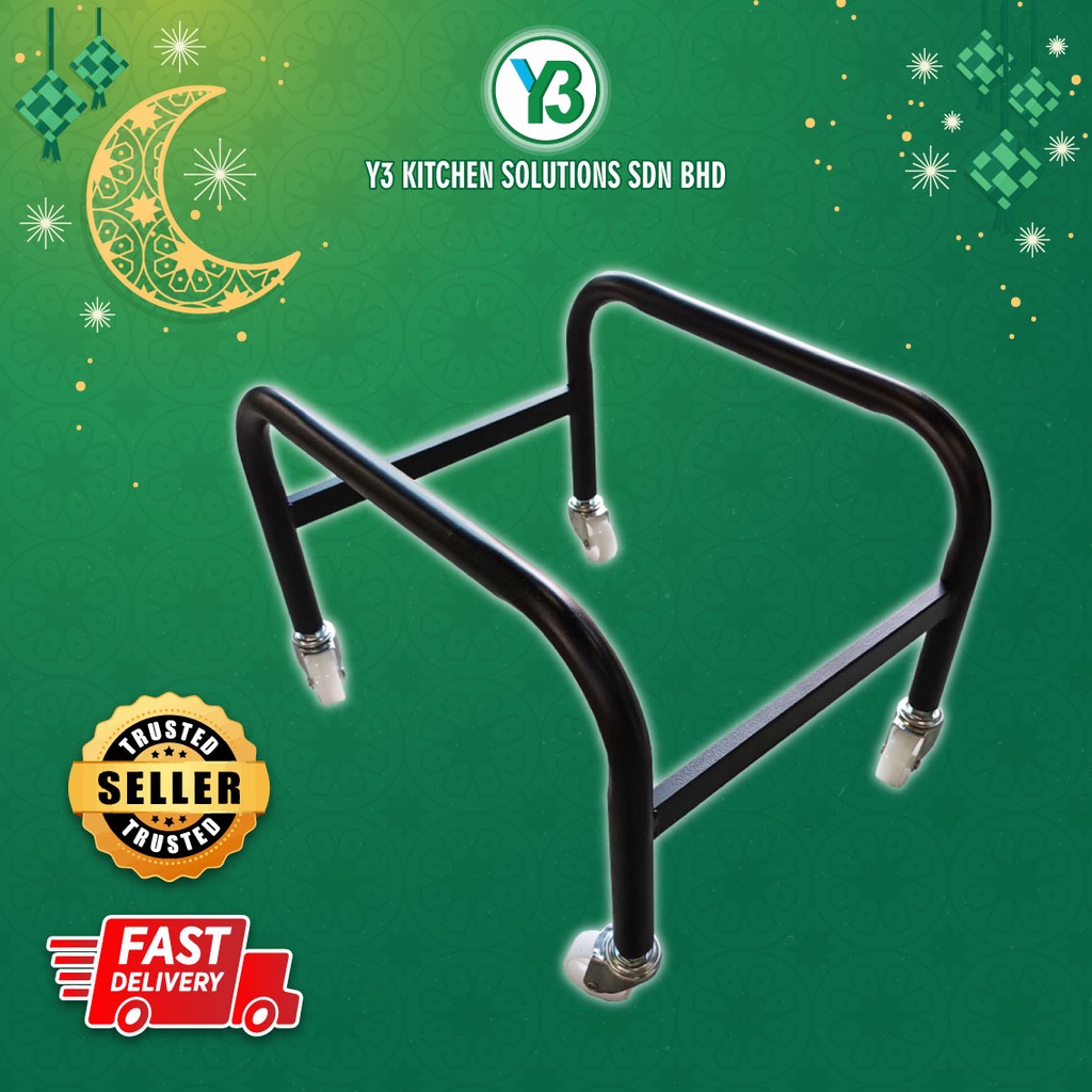 Shopping Basket Holder Stand Display /Rack Bottom White Color with roller / Tempat letak Bakul