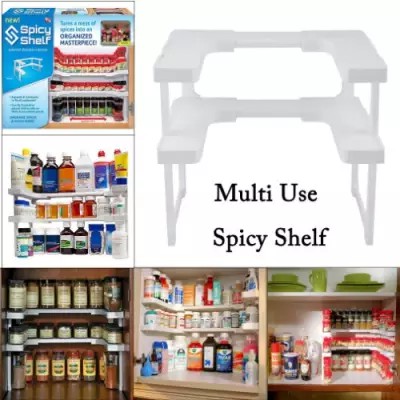 ⚡READY STOCK⚡ Spicy Shelf Deluxe - Expandable Spice Rack and Stackable Cabinet & Pantry Organizer (1 Set of 2 shelves)