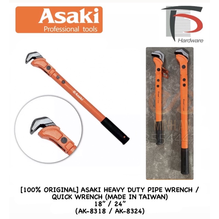 [100 ORIGINAL] ASAKI HEAVY DUTY PIPE WRENCH / QUICK WRENCH (MADE IN