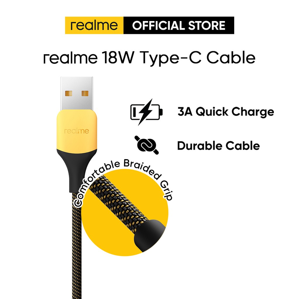 Realme Type C Cable 18W 3A Quick Charge Durable Cable Shopee