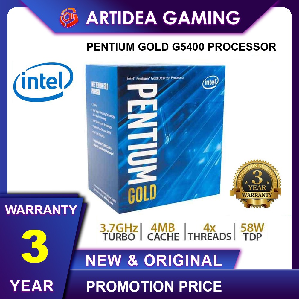 ^ INTEL PENTIUM GOLD G5400 PROCESSOR - 3.70GHZ 4MB SMARTCACHE 4 THREADS ...