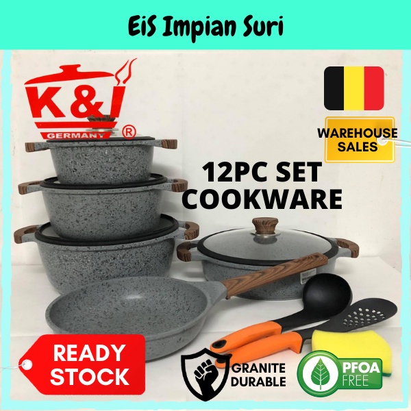 (Ready Stock!!) EIS K&I Germany 12pcs Non Stick Granite Ceramic