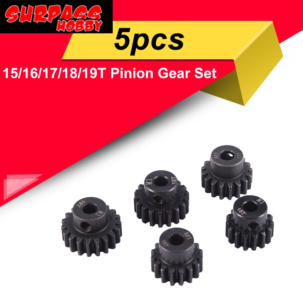 LoveinDIY 5Pcs/Pack 15T-19T Pinion Motor Gears 5mm Shaft M1 for 1/8 Scale RC Car Model 