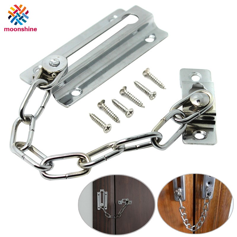 Door Chain Lock Stainless Steel Guard Slide With Screws Home