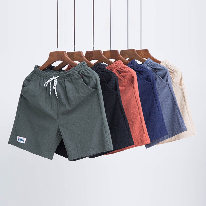 【High Quality】Cotton Casual Large Size Short Men Beach Shorts 100% Kapas Kasual Saiz Besar Mid Pants Lelaki Pantai Seluar Pendek Men's