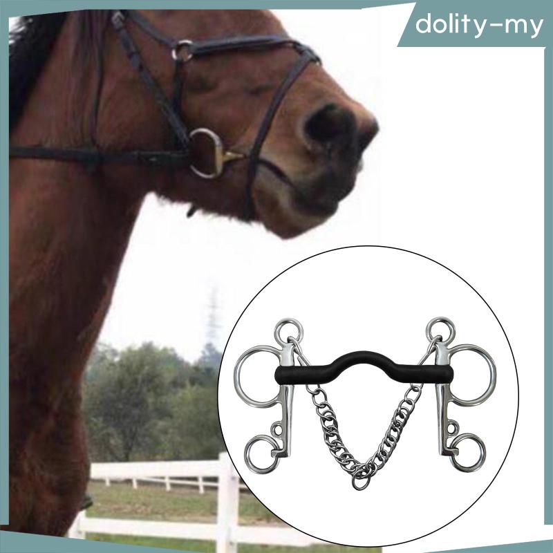 [ Western Style Horse Bit Mouth with Curb Hooks Chain Cheek for Horse