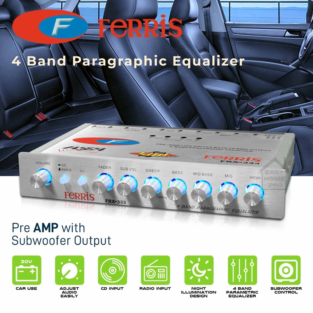 FERRIS FRX333 4Band Car PreAmp Car preamp 4band Parametric Preamp