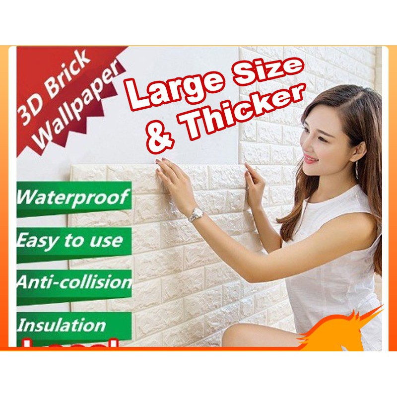 Local Supplier 1 Day Delivery Milkyday Large Size 3d Wallpaper Wall Paper Wall Sticker Stone Brick Shopee Malaysia