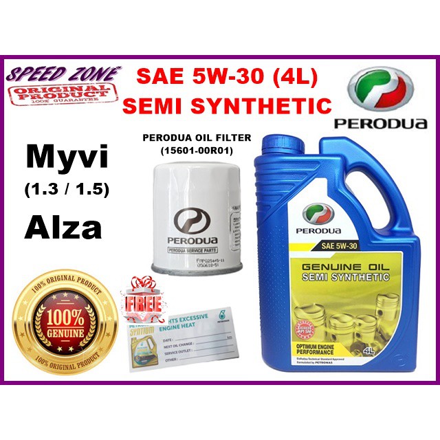 Myvi 1 3 1 5 Alza Perodua Semi Synthetic 5w 30 Engine Oil Oil Filter Minyak Enjin Kereta Shopee Malaysia
