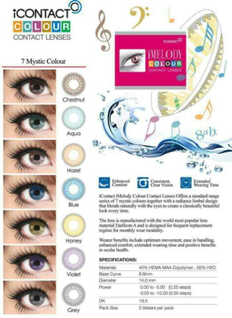 Icontact Imelody Colour Contact Lens Monthly Natural Size