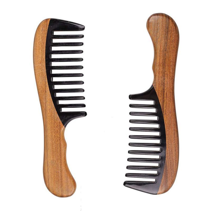 Green Sandalwood Hair Comb No Static Detangling Natural Aroma
