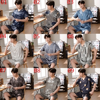 High Quanlity Men's Sleepwear Clothing Short Sleeve Man Pajamas Set Korean Silk Pyjamas Male Homewear Baju Tidur