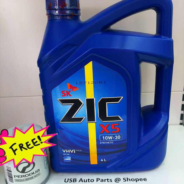 SK Zic X5 10W-30 Synthetic Free Filter - perodua kancil 