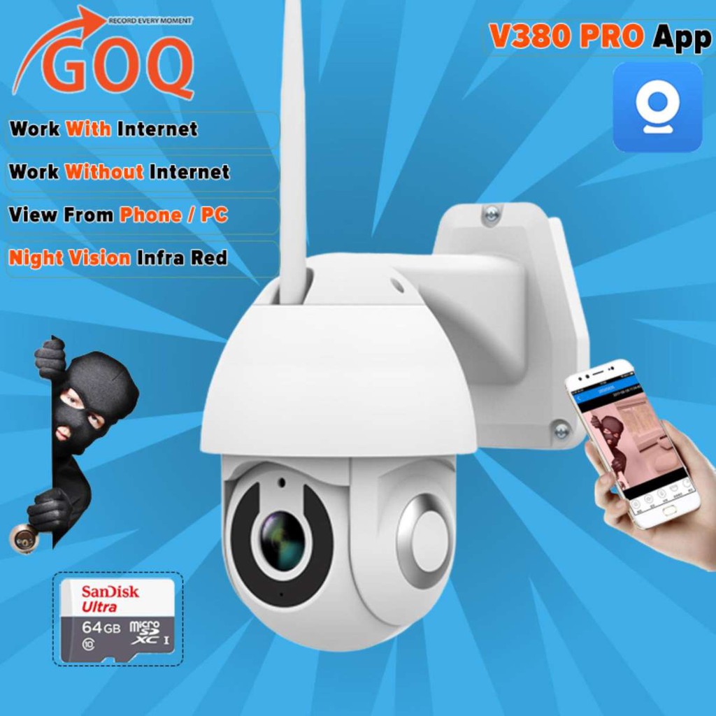 GOQ Q50 Wifi Outdoor CCTV IP Security Camera PTZ Cam 1080P FHD Night