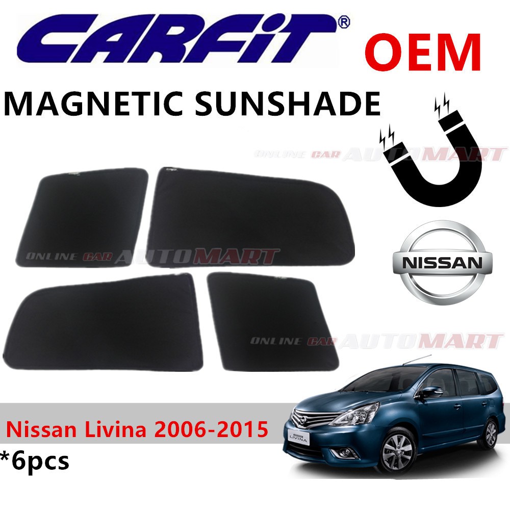 CARFIT OEM Magnetic Custom Fit Sunshade For Nissan Livina Yr 2006-2015 (6pcs)