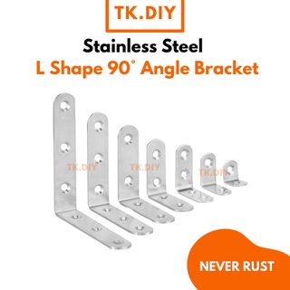 【TK.DIY】L Bracket Stainless Steel Anti-Rust 90° Angle Shape Shelf Shelve Corner Brace Besi Sesiku L Rak