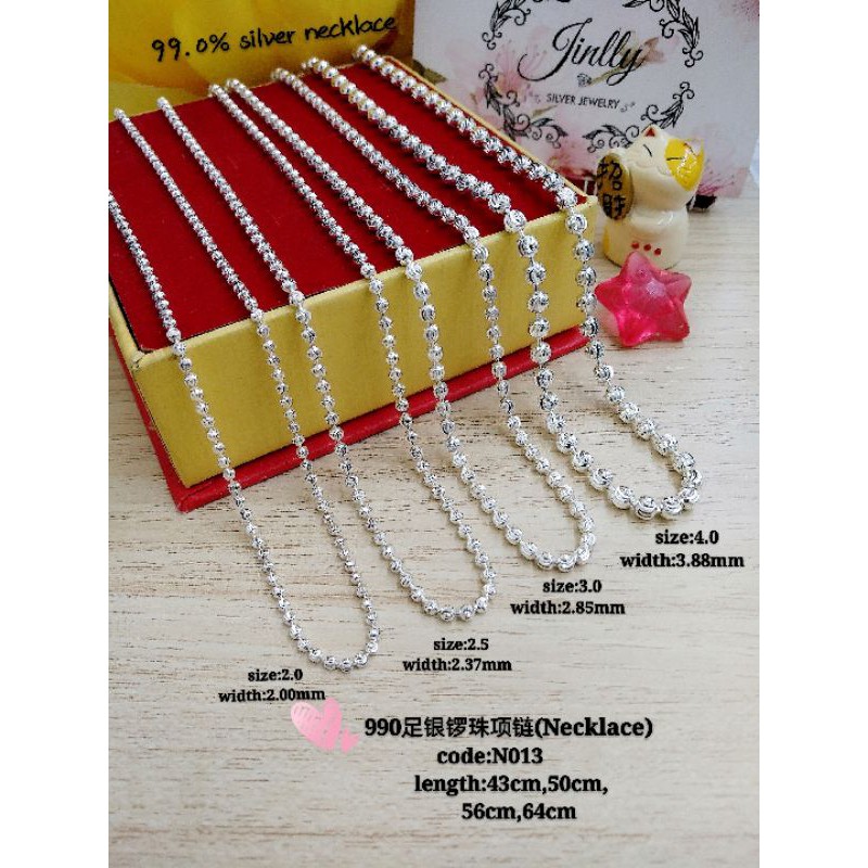 special make 990足银锣珠珠子项链(Necklace Silver 990)*Rantai leher perak