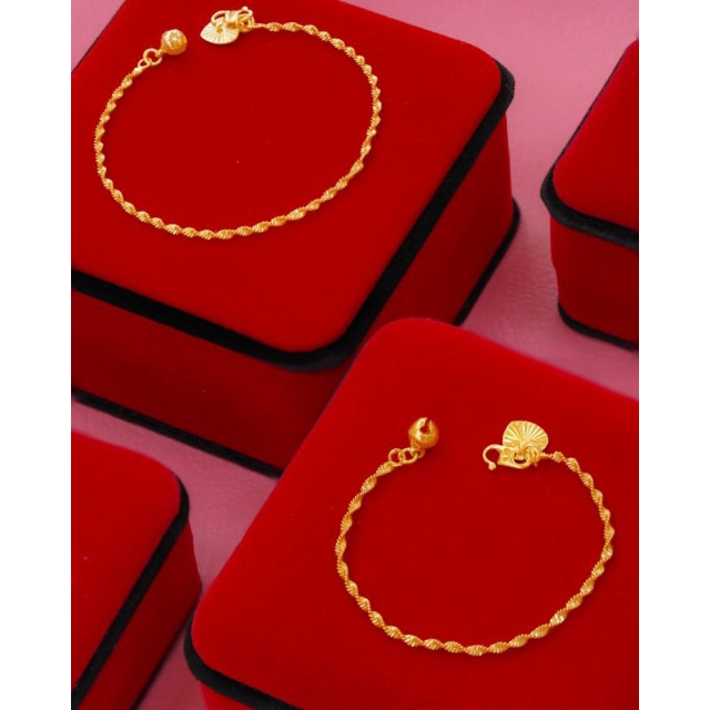 24K Gold Plated Bracelet Set Ibu Anak Gelang Gila-gila Emas Korea