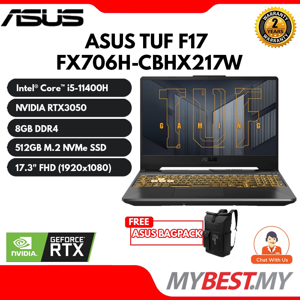 Asus TUF F17 FX706H-CBHX217W 17.3" FHD 144Hz Gaming Laptop Eclipse Gray ...