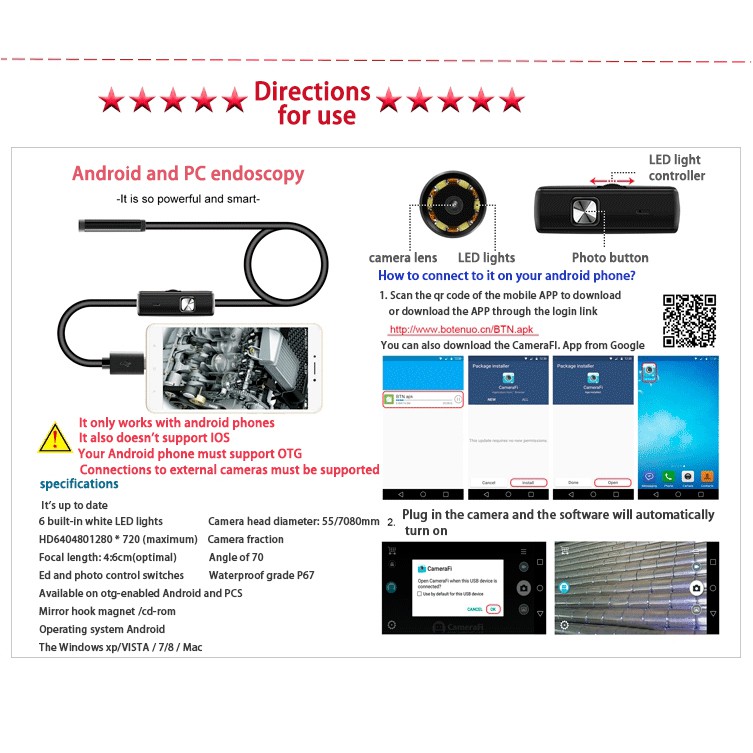 Multi Functional 5mm 1m Flexible Cord Android Phone Endoscope Industrial Pipeline Electronic Mechanical Endoscope Shopee Malaysia