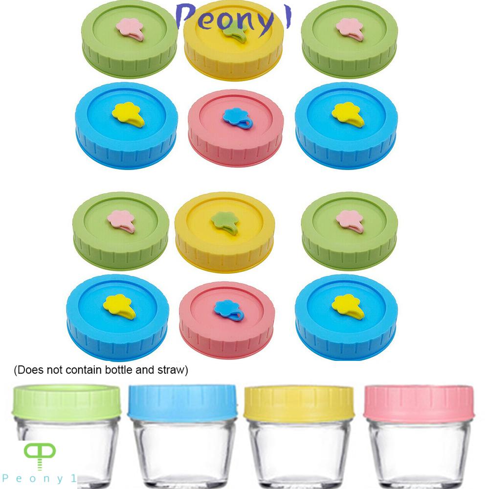 Cute Leak-Proof Plastic Mason Jar Lids With Straw Hole Canning Lids Jar Caps 
